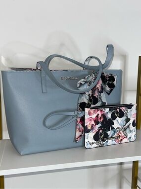 Betsey Johnson Lilly Wristlet Tote Bag Blue Xozaria Large Shoulder Bag ~NWT